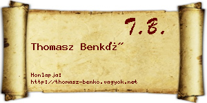 Thomasz Benkő névjegykártya